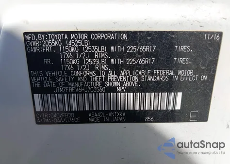 2017 Toyota Rav4 Le из США, поврежденный, VIN JTMZFREV6HJ703560